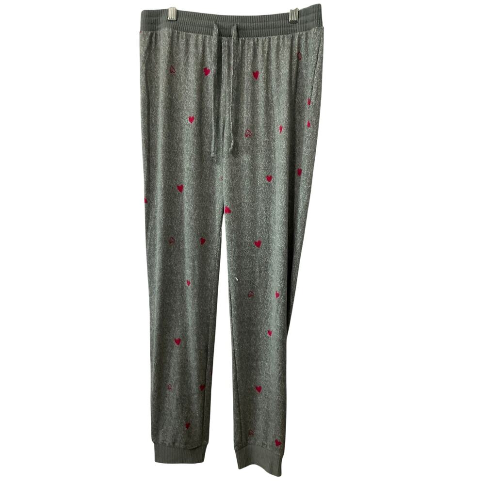 NWOT Sonoma Gray Red Heart Print Sleepwear Pajama Pants Women's Size Small
